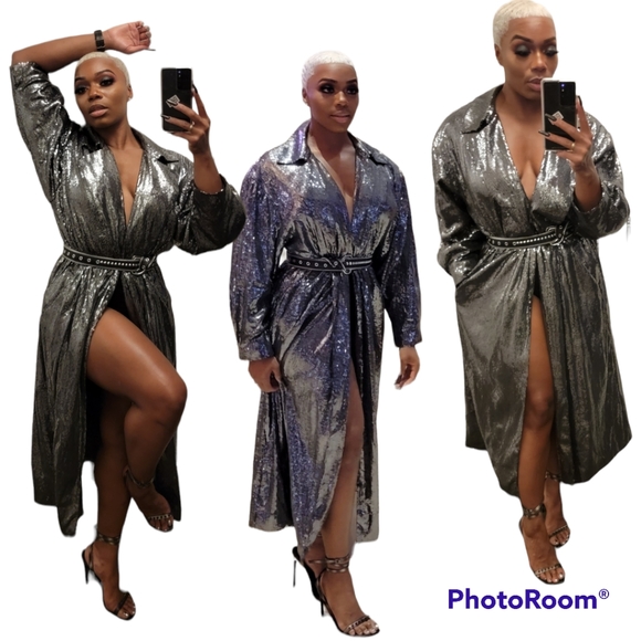 Sequence trench coat / Dress - Picture 2 of 4